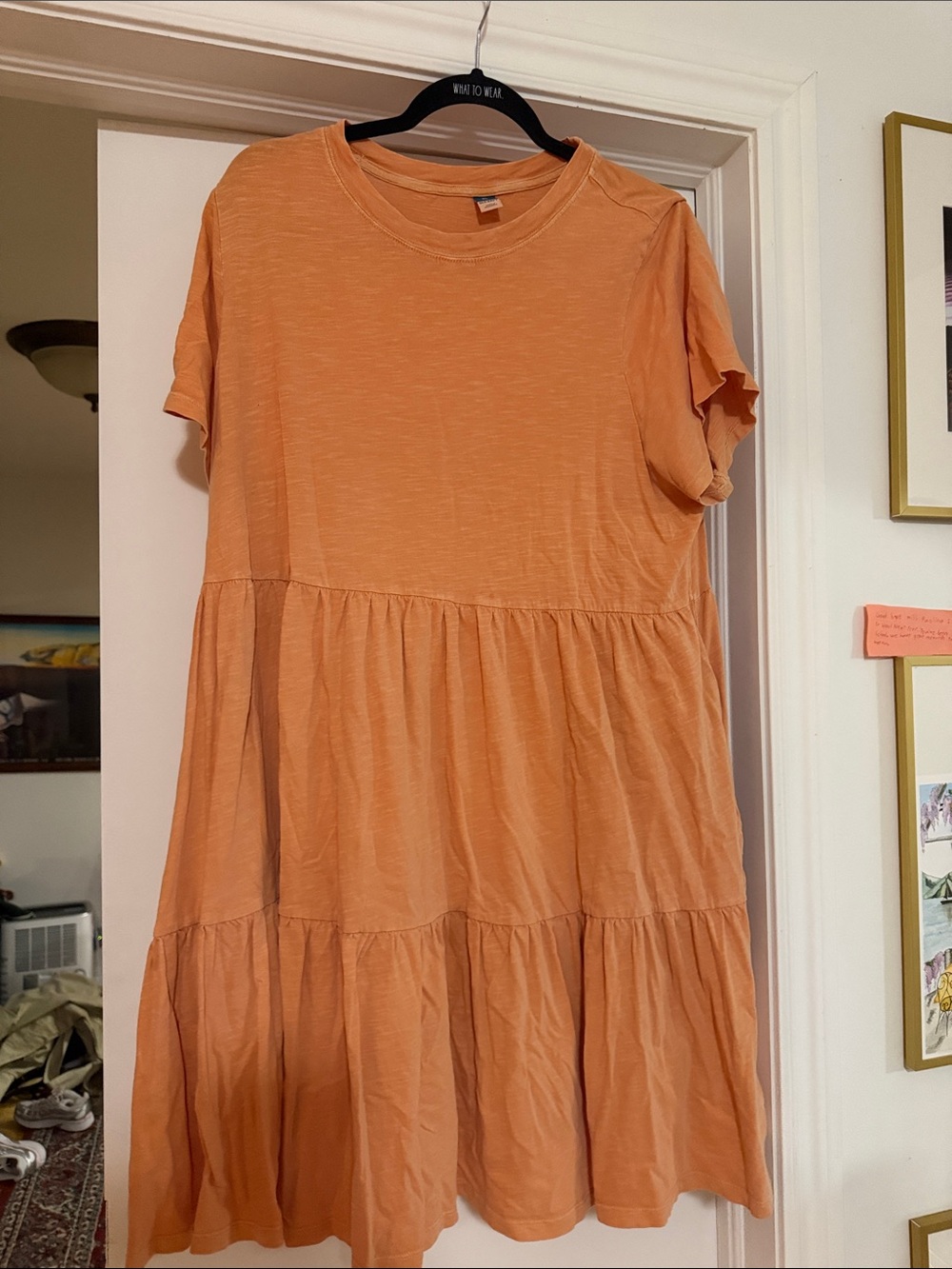 Old Navy Short Sleeve Tiered Swing Dress in Peach